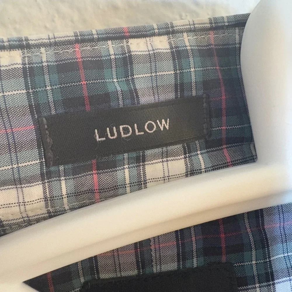 J. Crew Ludlow Button Down Shirt Mens MediumGreen Blue Plaid 07193
